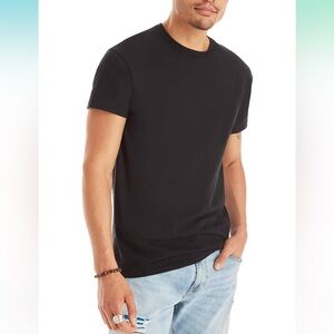 Hanes Men's Cotton Moisture-Wicking Crew Tee in Black